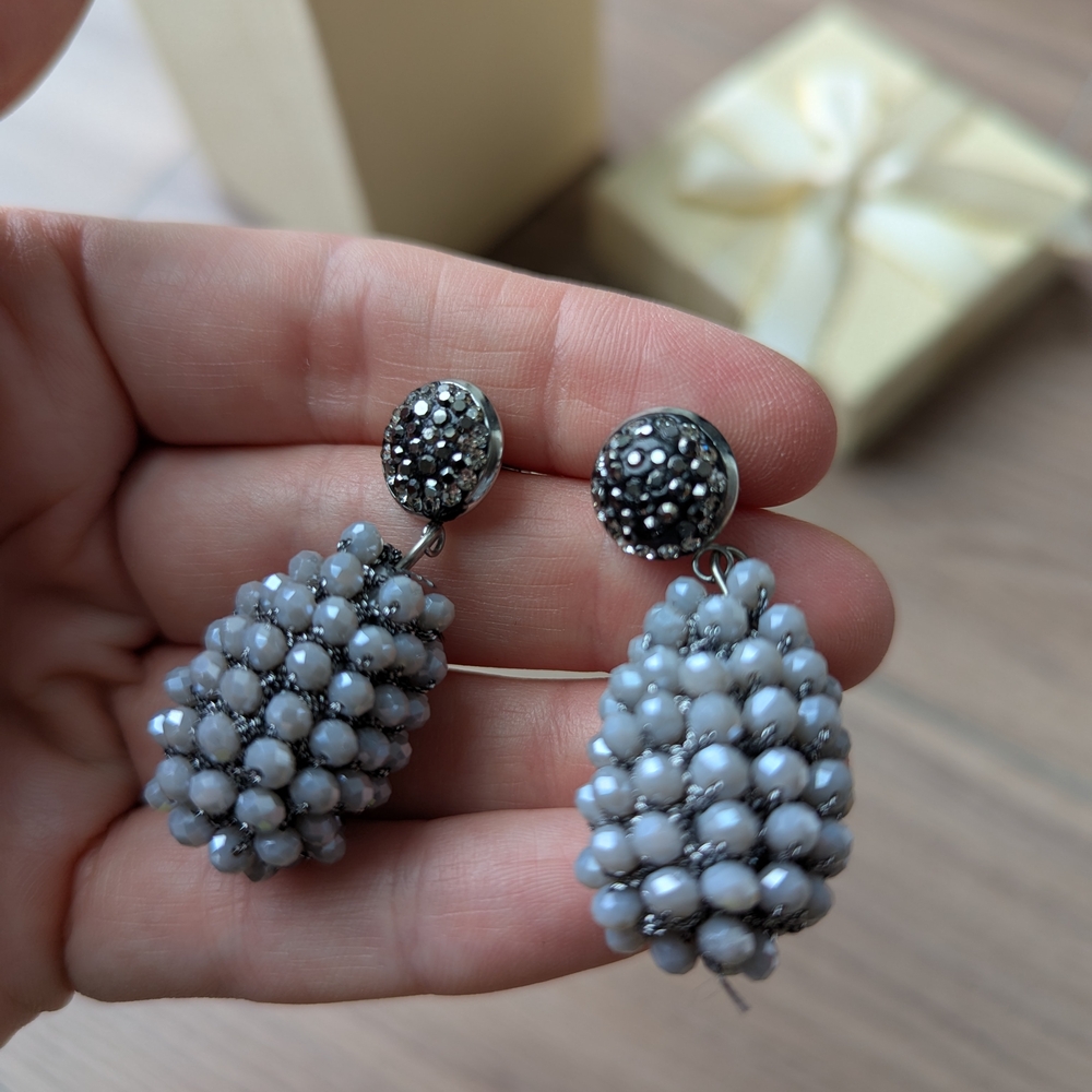 Druzy Beaded Drop Earrings
